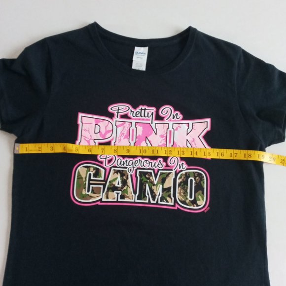 Pretty in Pink Dangerous in Camo black Tee - Picture 3 of 7